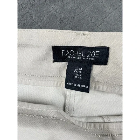 RACHEL ZOE Hi Rise Slim Leg Pants Beige Four Way Stretch Size 14 - Picture 5 of 11